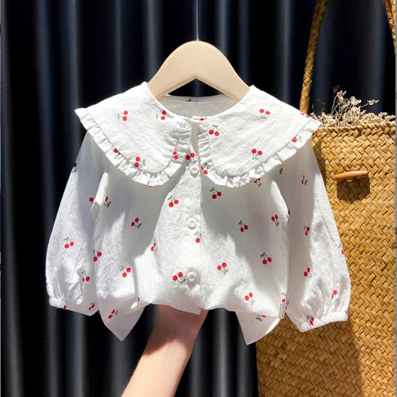 Aura Floral Long-Sleeve Spring Fall Cotton Tops