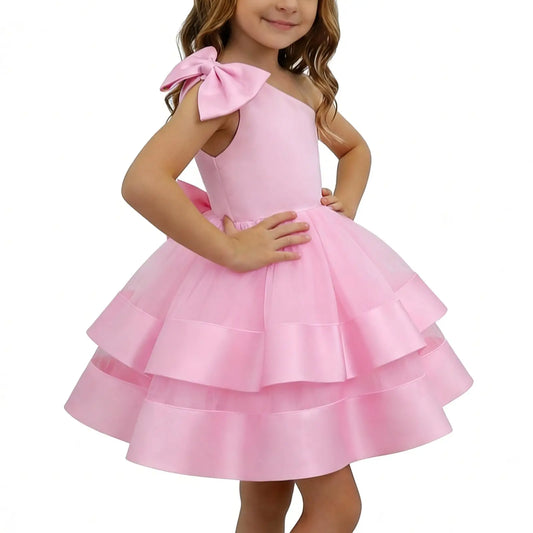 Toddler Baby Girl Pageant Dress Girls Flower Girl Dress Sleeveless One Shoulder Dress