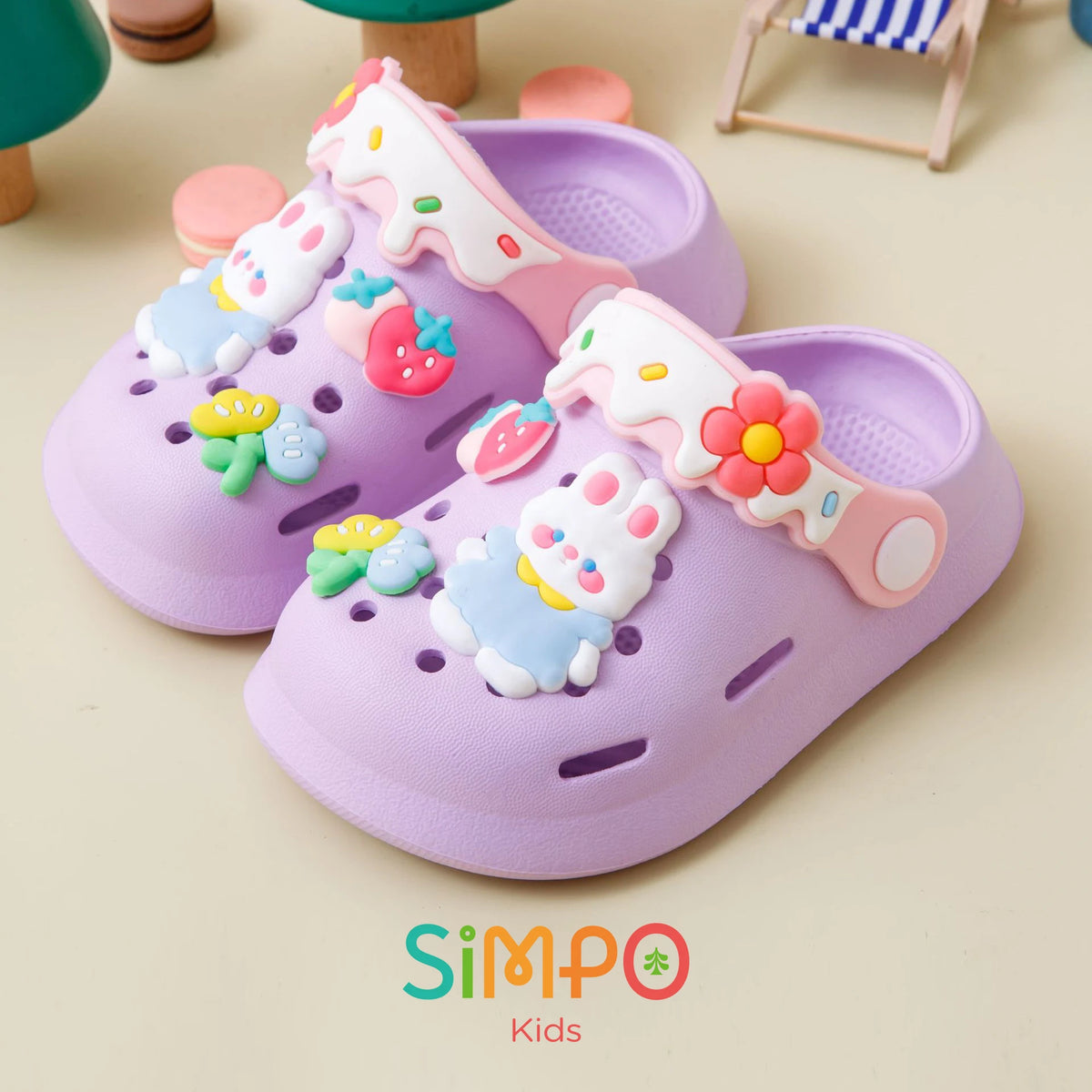Garden Shoes For Girls Soft Sole Clogs For Baby Breathable Non-slip Indoor Outdoor Beach Sandals Trendy Cute Cartoon Bunny