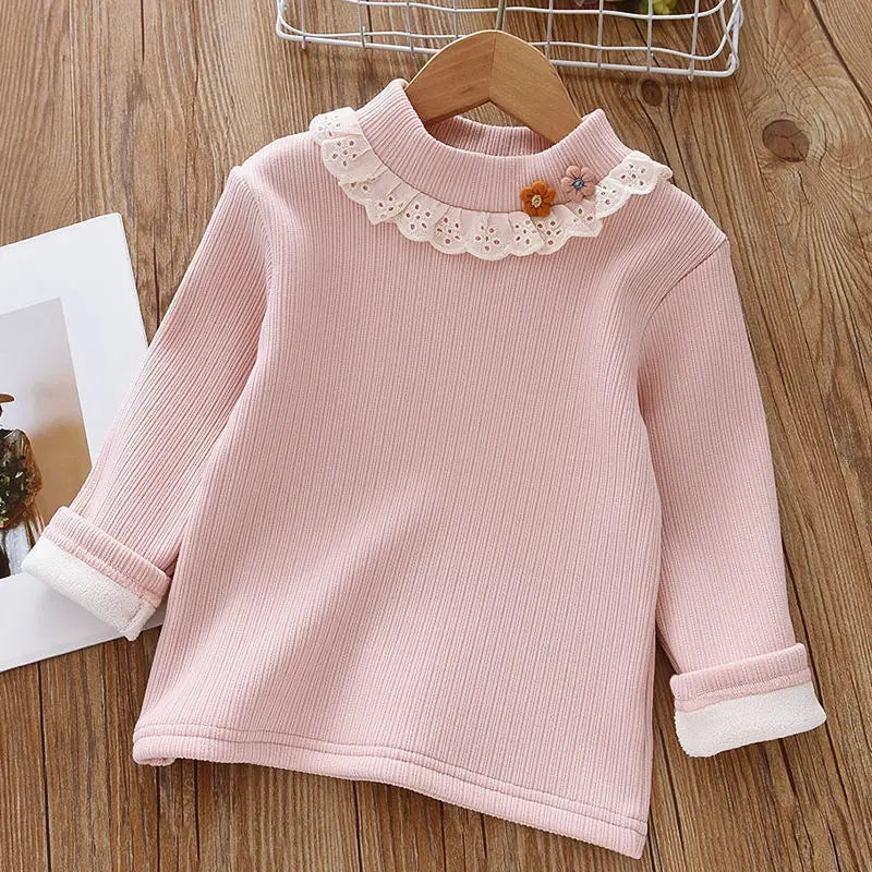 Rita Half Neck Long Sleeve Lace Trim Top