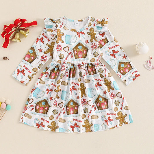 Lioraitiin Kids Girl A-Line Christmas Dress for Toddlers