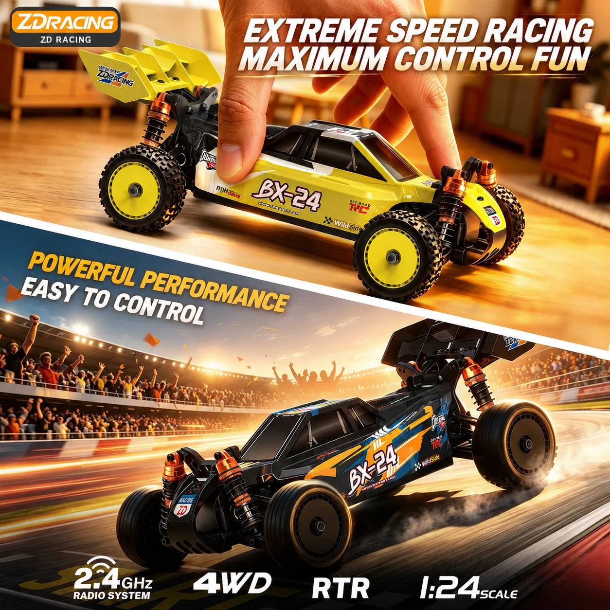 ZD Racing BX-24 1/24 4WD Brushless RC Buggy RTR Racing Car Aluminum Alloy Chassis High Speed Off Road Monster Truck