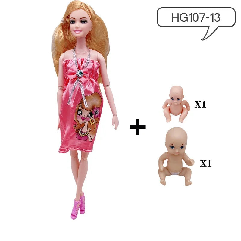 Hot Sale 11.5 Inches Pregnant Doll Mom Have 2Pcs Baby in Her Tummy with 1Pc Clothes Educational Dolls Girl Toy for Girl Gift