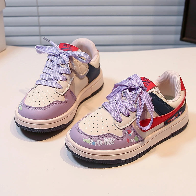 Girls Shoes Children Fashion Hip-hop Punk Graffiti Skateboard