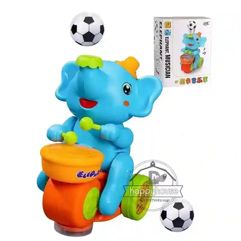 Musical Walking Elephant Drummer Toys for Kid  with LED Light Music Sensory