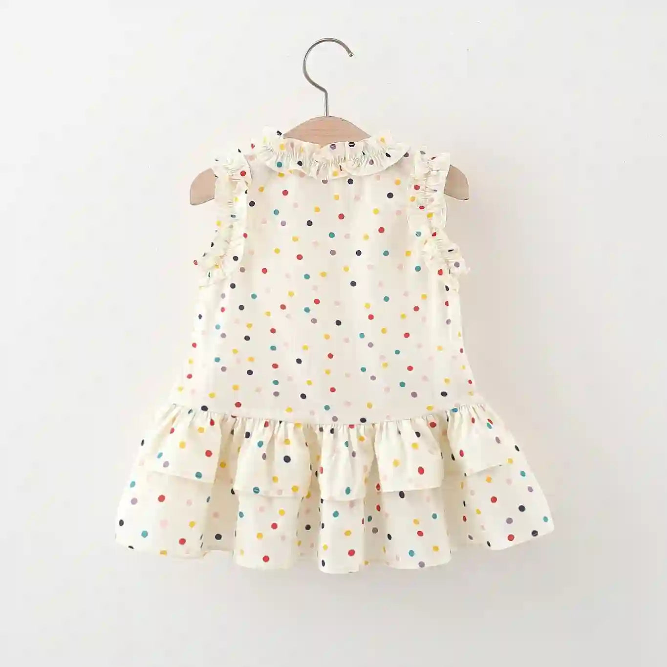 Cotton Dress for Baby Girl Heart Shaped Button Colorful Dress