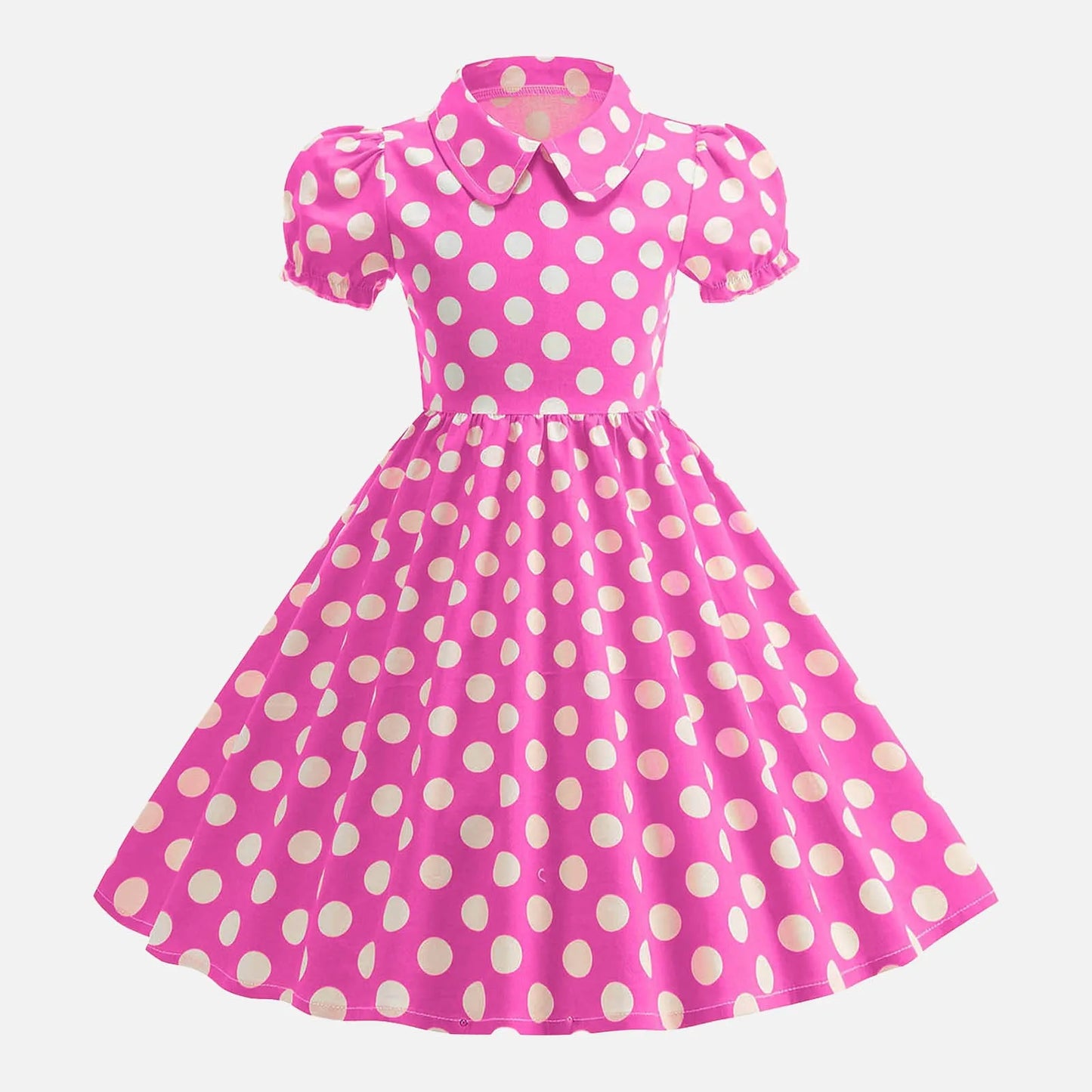 Girls' Dress French Short Sleeve Polka Dot Dress Holiday Children'S Summer Dress
