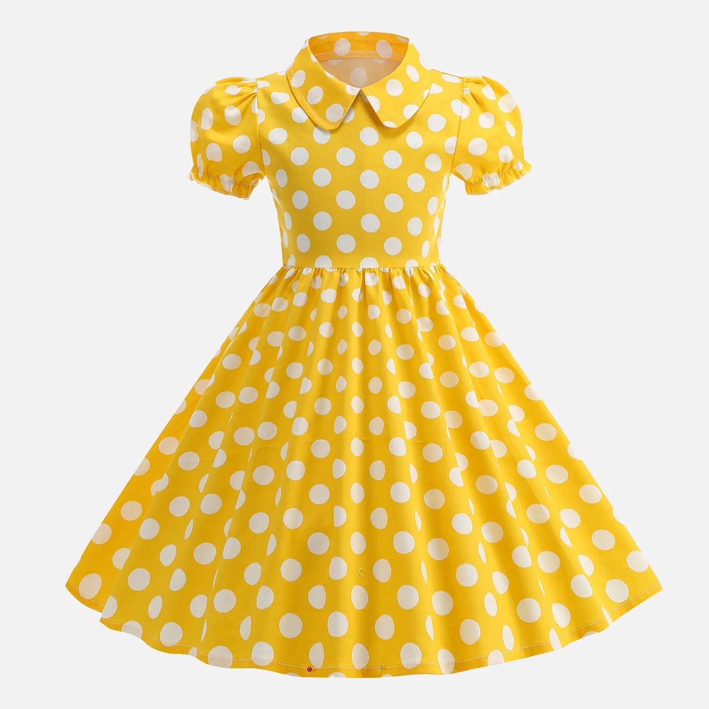 Girls' Dress French Short Sleeve Polka Dot Dress Holiday Children'S Summer Dress