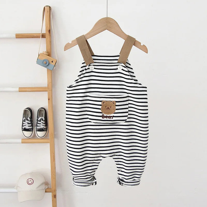Striped Teddy Bear Overalls