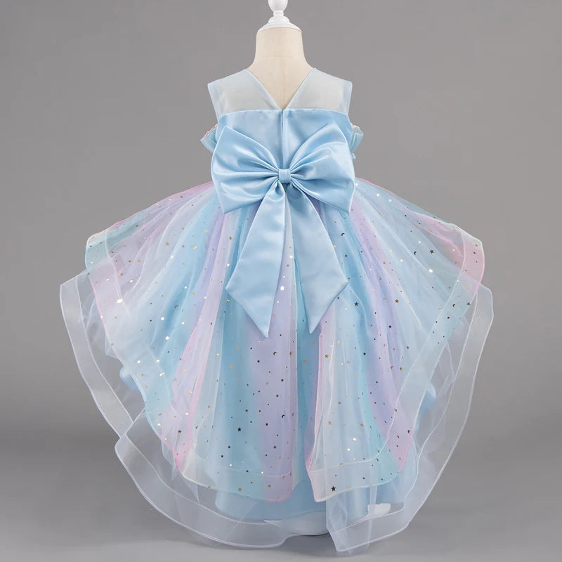 Girls Princess Dresses Tailing Flower Sleeveless Kids Wedding Dresses