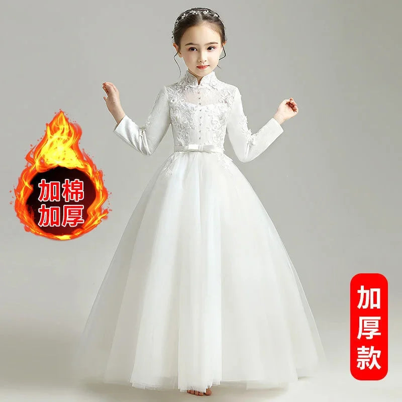 Evening Princess Girls Party White Prom Tulle Dress