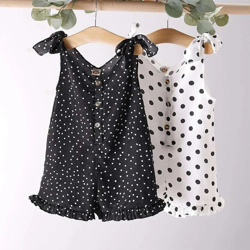 Polka Dot Tie Shoulder Romper