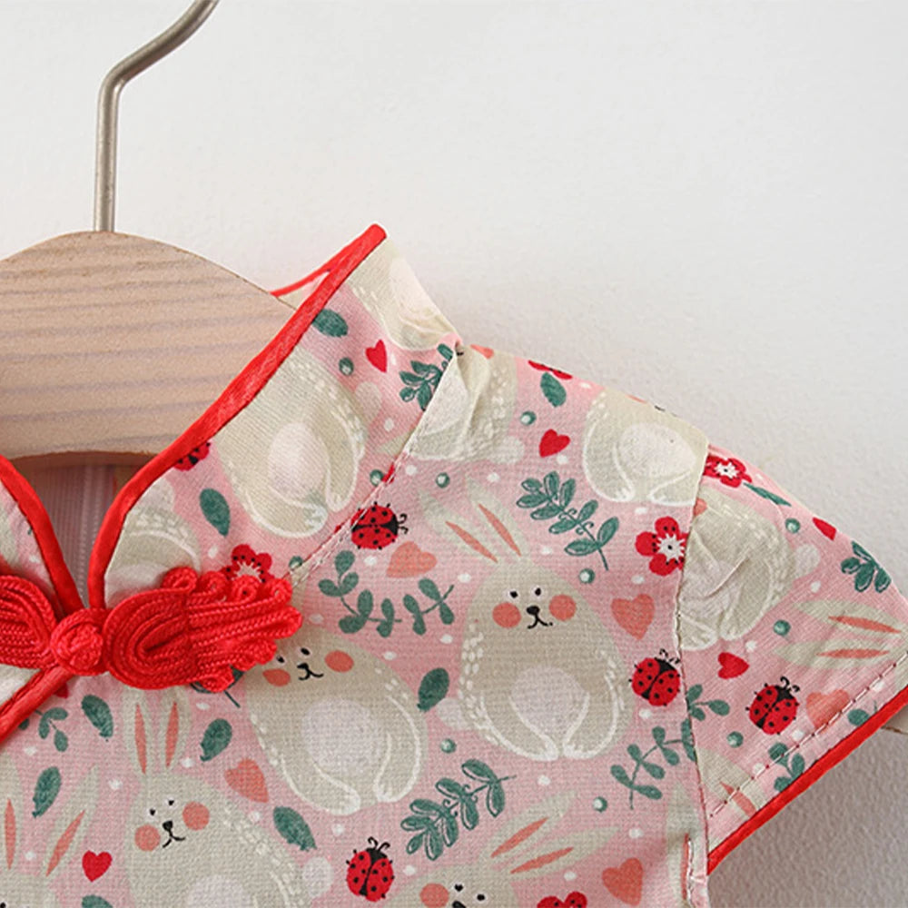 Baby Girl Qipao Dress for Summer Cotton Wear