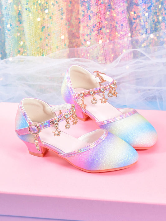 Girl's high heels paired with formal dress performance princess shoes