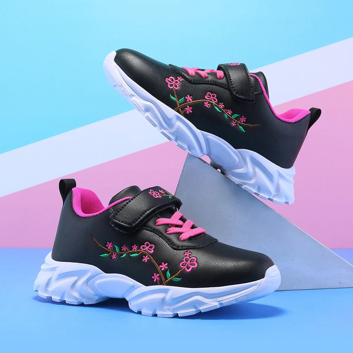 Girls' Fashionable Casual Sports Shoes, Children's Lightweight and Comfortable Running Shoes