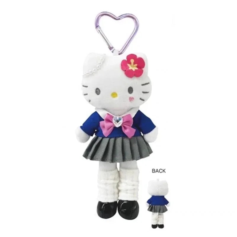 15cm Sanrios Anime Hello Kitty Plush Toy Keychain Long Legged Angel JK Uniform Bag Pendant Stuffed Doll Girl Bag Keychain Gift
