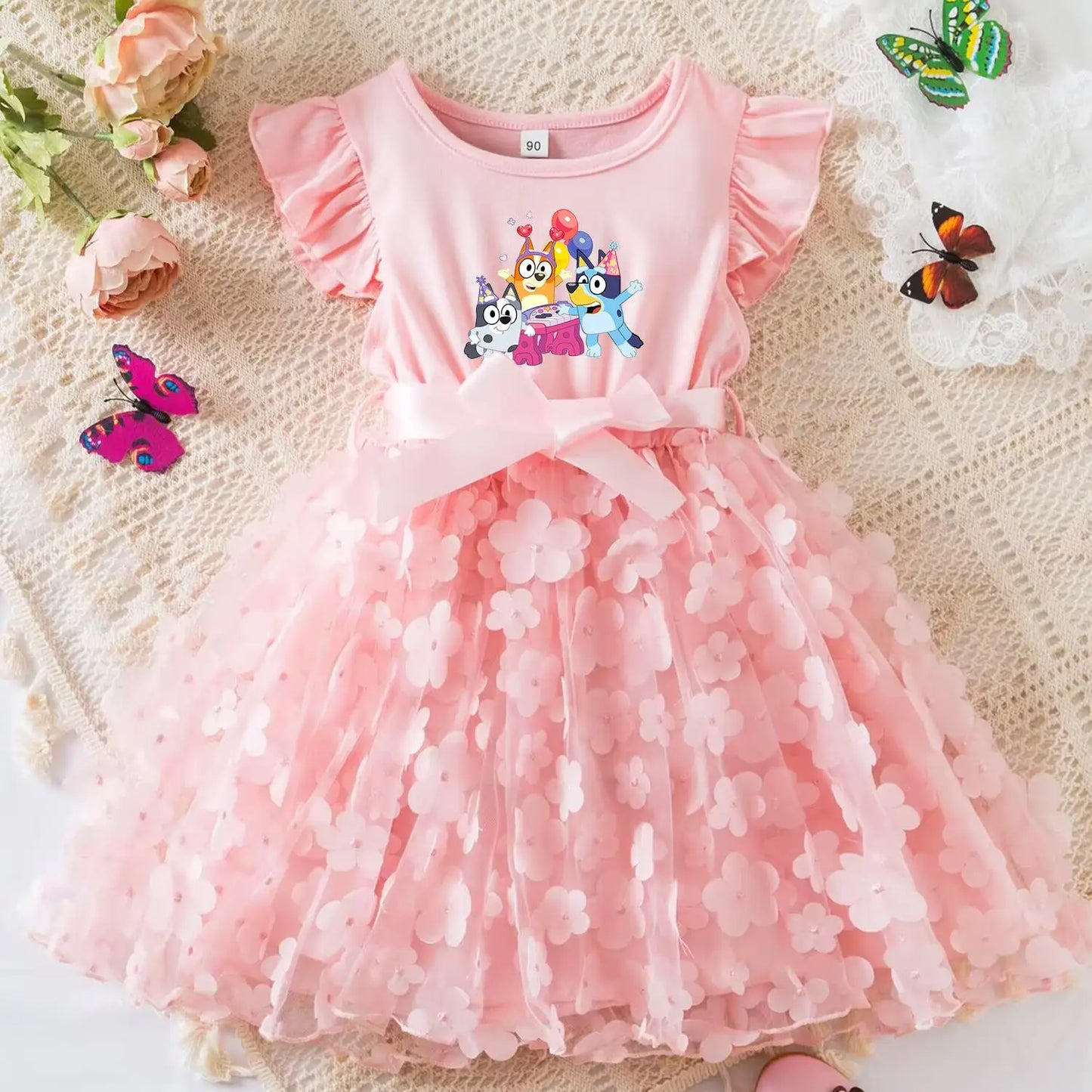 Girls Summer Dress with Butterfly for Ages 2-6