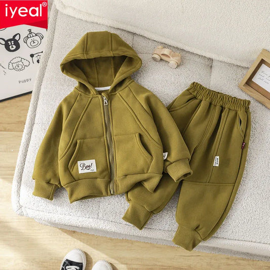 IYEAL Winter Fleece Two-Piece Set for Boys