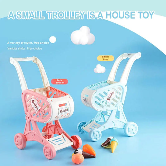 Shopping Cart Toy Baby Small Trolley Children Play House Fruit Cut Music Kitchen Supermarket Men And Girls Early Education Toys