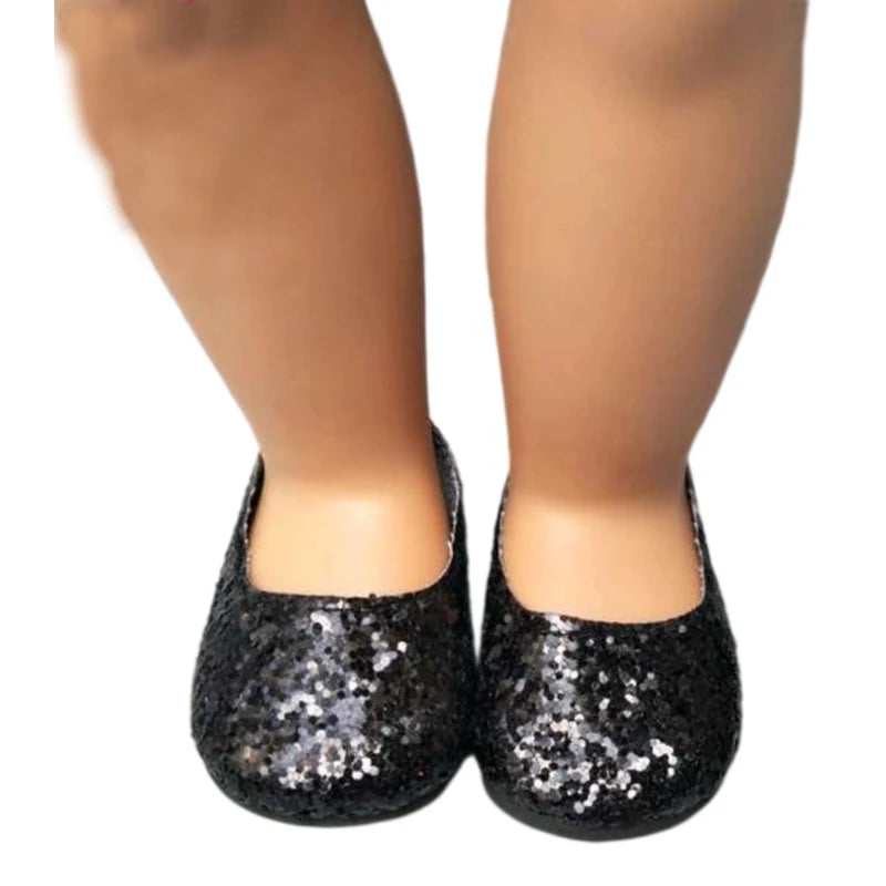 Baby Doll Shoes for 43cm Born Baby Doll Single Shoes Fits for 18" Girl Doll Sequin Shoes Accessories