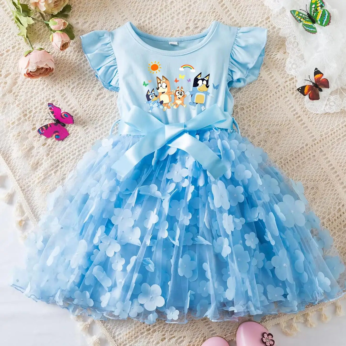 Girls Summer Dress with Butterfly for Ages 2-6
