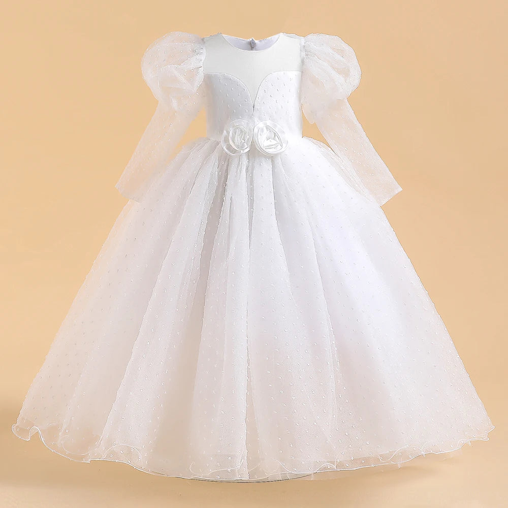 Long Sleeve White Bridesmaid Dresses For Girls Wedding Party