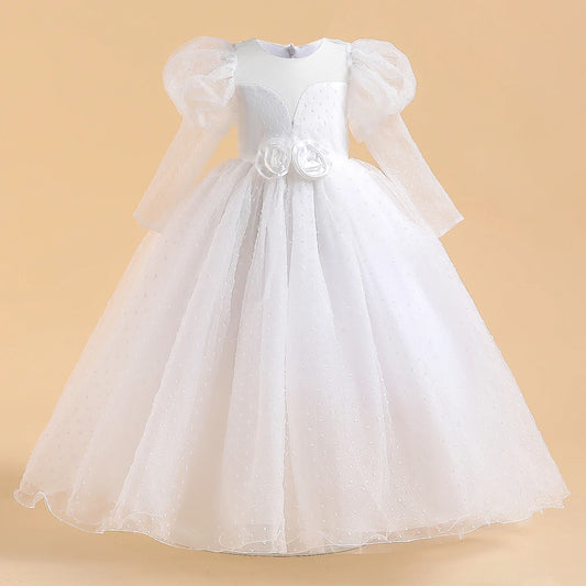 Long Sleeve White Bridesmaid Dresses For Girls Wedding Party