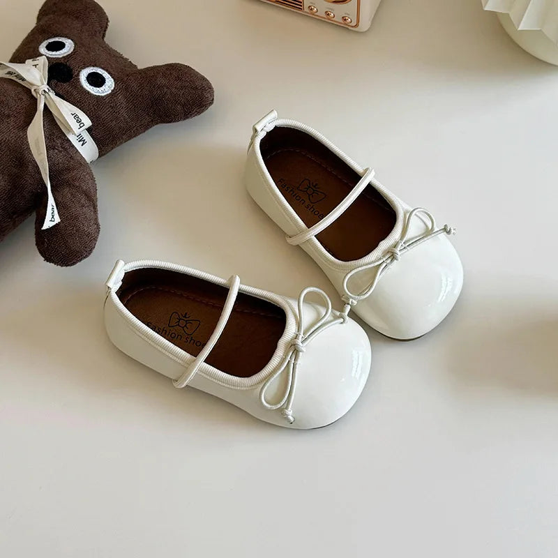 Girl Korean Version Mary Jane Slip-on Small Shoes 2024 Spring and Autumn New Soft Sole Bow Small Shoes