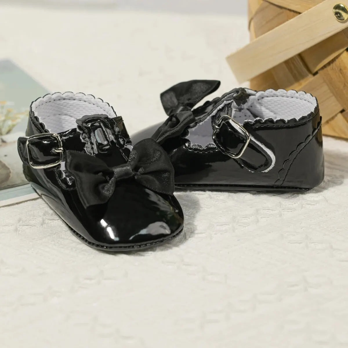 Meckior Baby Girls Shoes Classic Bowknot Rubber Sole Anti-slip PU Girls Dress Shoes