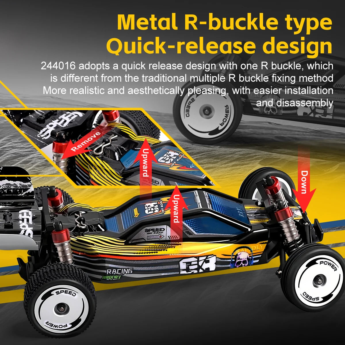 WLtoys 244016 High-Speed Car, Proportional 1:24, High-Quality Remote-Controlled RC Car, Two-Wheel Drive, Toy and Racing Boy Gift