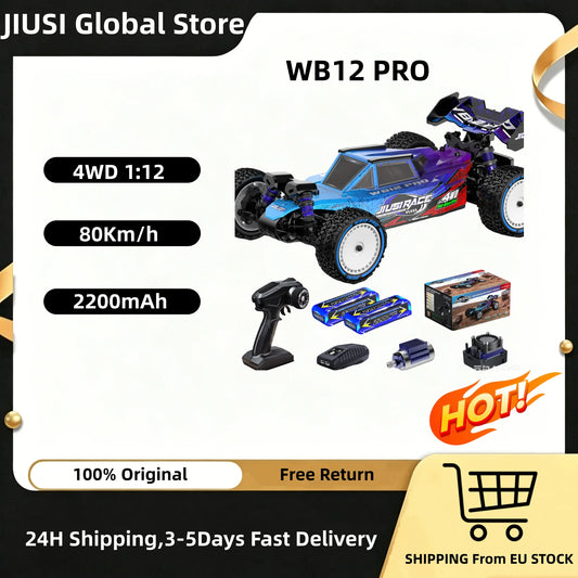 JIUSI 1/12 4WD WB12 Pro Rc Car 4x4 Off-Road Rc Truck Brushless 3600KV 80km/h High-Speed 2.4G Remote Control 3S 35C 2200mAh Toy Car Rc Cars For Adults Local Shipping From US