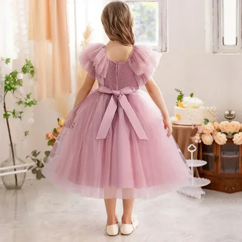 Baby Girls Bridesmaid Dress New Ruffles Lace Pageant Gown Girl Dress
