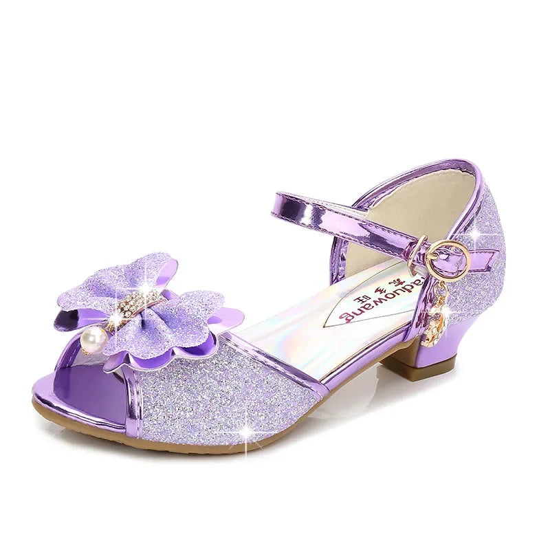 Girls Princess Shoes Summer Children High Heels Open-toe Party Wedding Toddlers Sandals