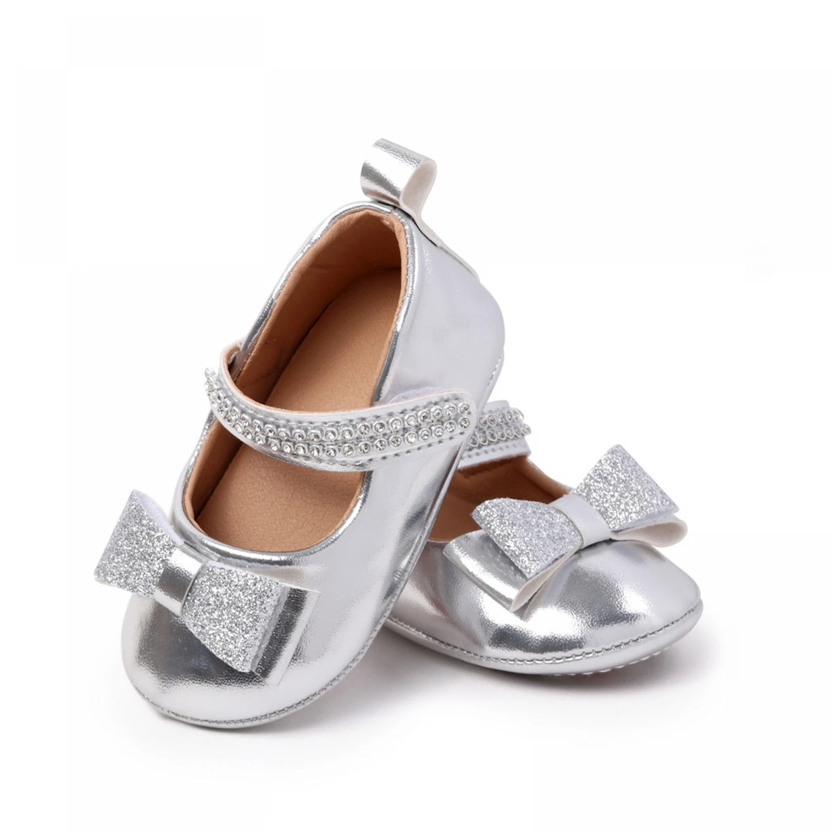 0-18months Baby Girl Leather Princess Shoes Decorative Glitter Bows shoes  for infant girls Rhinestone Soft Non-Slip Shoes
