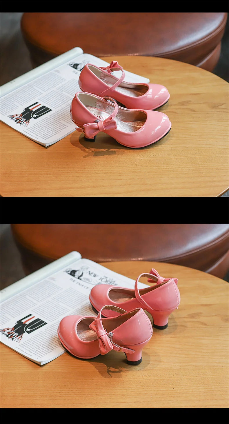 Girls Leather Shoes Autumn Bowtie Sandals 2023