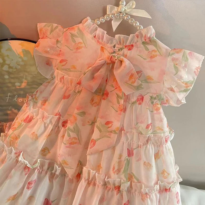 Halo Girls Summer Dress 2025 - Korean Floral Design