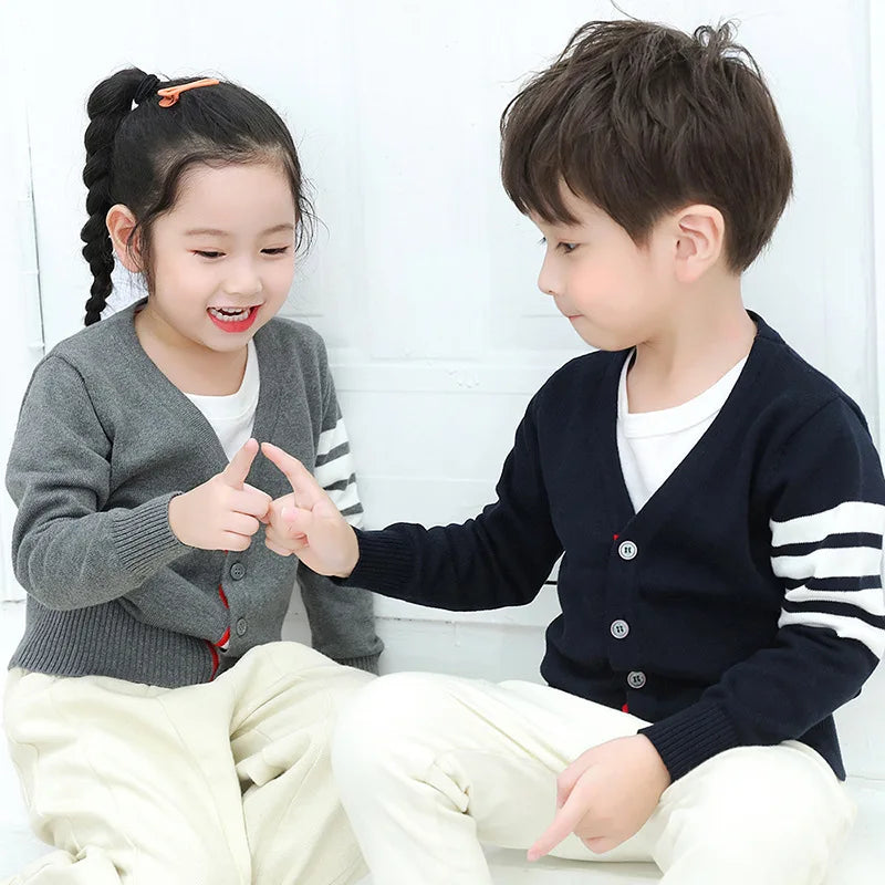 Elizabeth Kids Clothing Autumn Knitted Cardigan Boys Girls Sweaters Kids