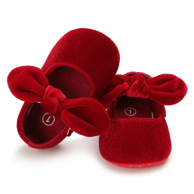 0-18M Newborn Infant Baby Girls Shoes Velvet Red Christmas 0-18M Princess Girl