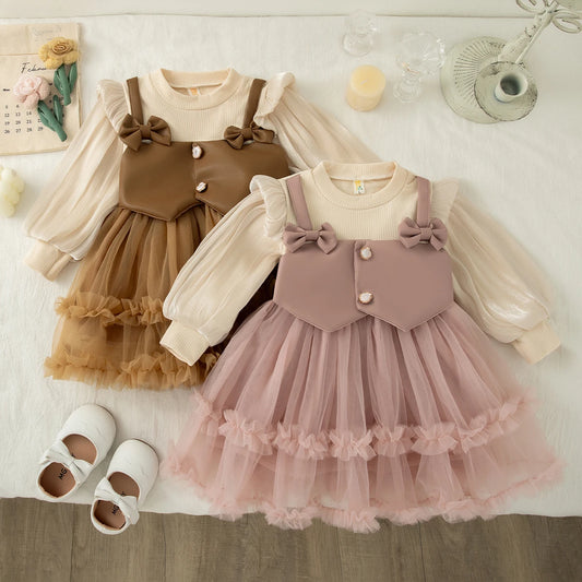 Baby Girl Dress Autumn/Winter Lace Bow Girl Dress Cute Birthday Party Baby Dress