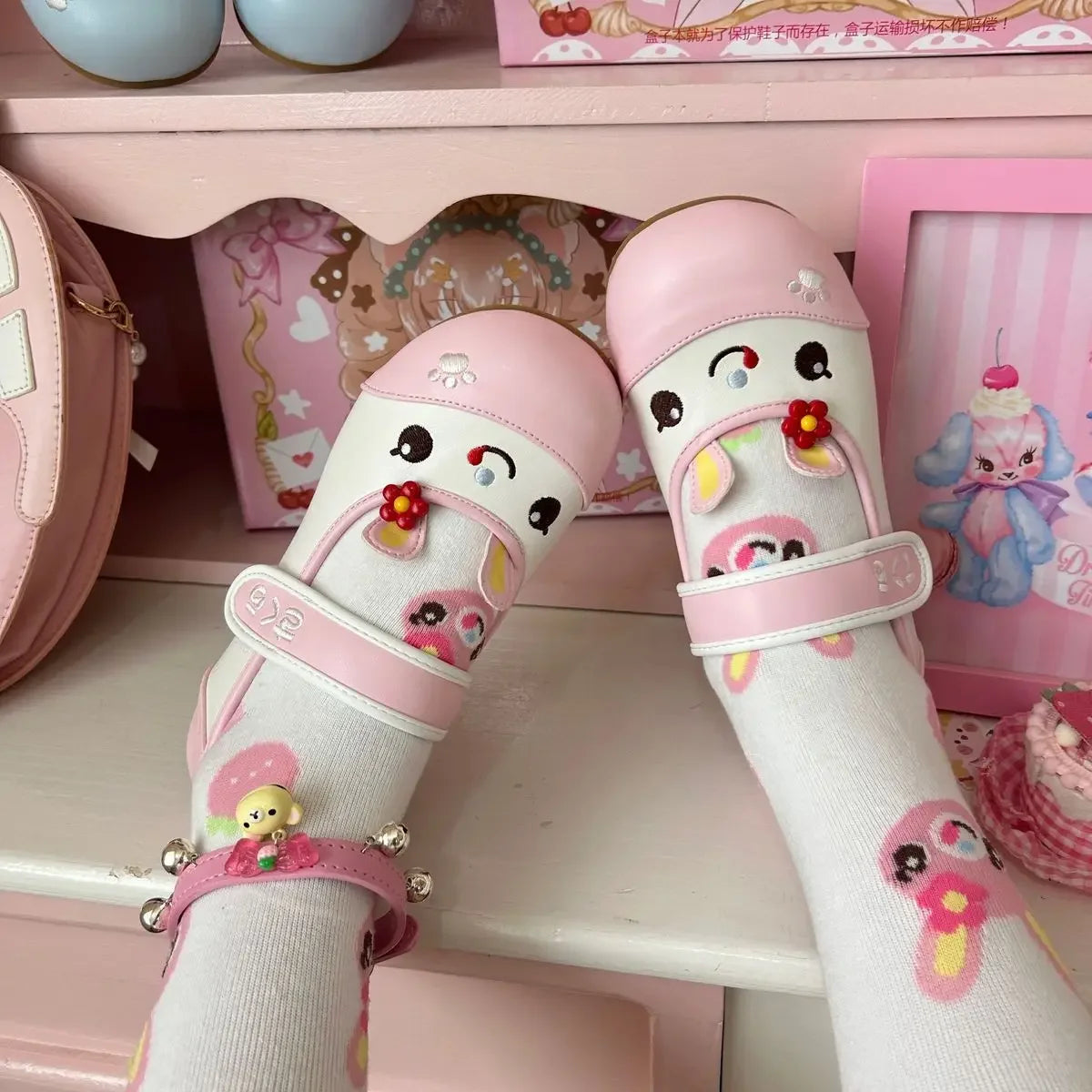 Summer Autumn New Sweet Girl Cute Indoor Round-toe Shoes Japanese Cartoon Mp Jojifuku Lolita Flat Shoes Y2k Accessories