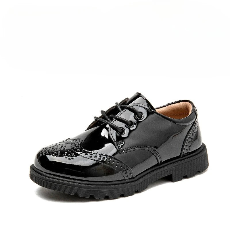 Boys Leather School Shoes British Style Black Soft Sole Kids Formal Casual Performance Footwear Big Kids New Autumn Spring