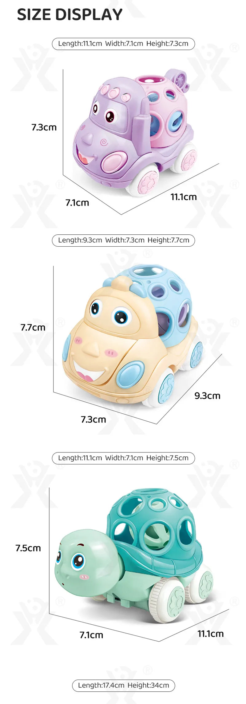 Baby Car Toys for 6 12 Months Friction Car Infant Soft Rubber Inertial Push and Go