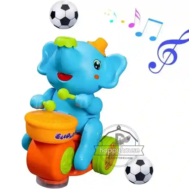 Musical Walking Elephant Drummer Toys for Kid  with LED Light Music Sensory