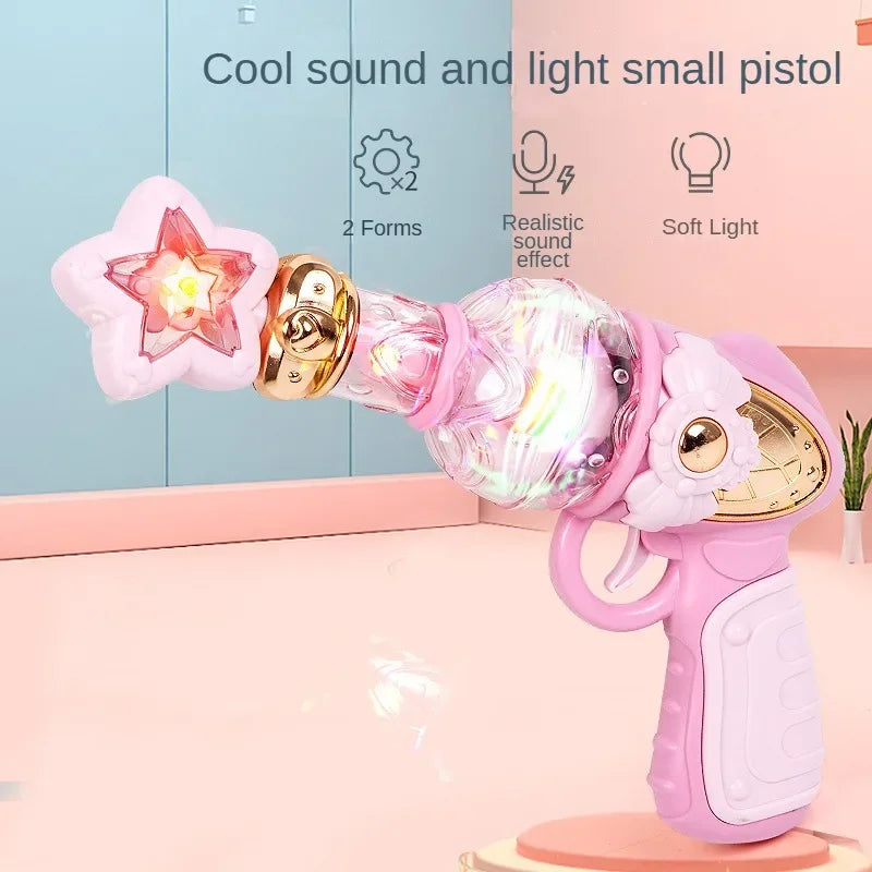 Girls Magical Electric Toy Gun Sound Light Gun Twirling Star Decoration Sweet Cute Princess Toy Non-firing Kids Birthday Gifts