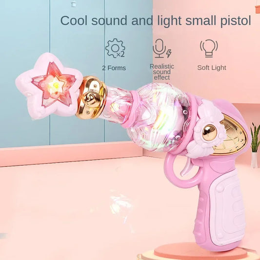 Girls Magical Electric Toy Gun Sound Light Gun Twirling Star Decoration Sweet Cute Princess Toy
