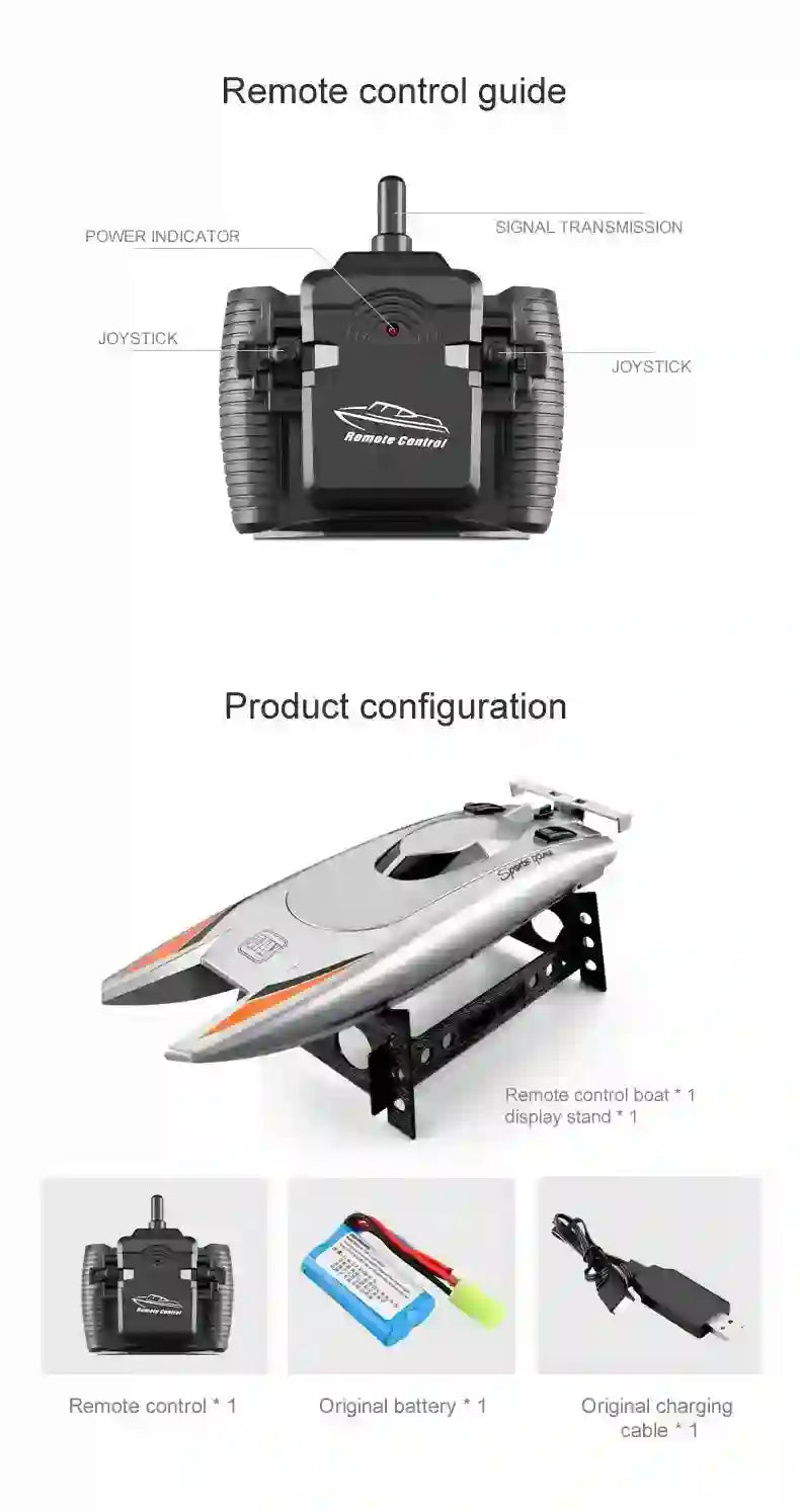 30KM/H RC Boat - Dual Motor Waterproof with Remote Control