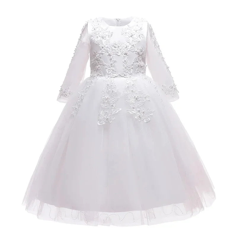 Flower Girl Wedding Long Sleeve Bridesmai Dress