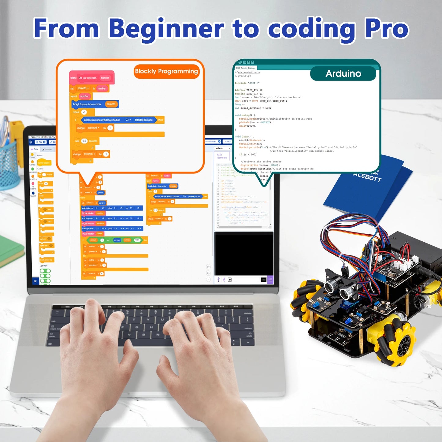ACEBOTT Robot Car Starter Kit with ESP32 for Arduino Projects