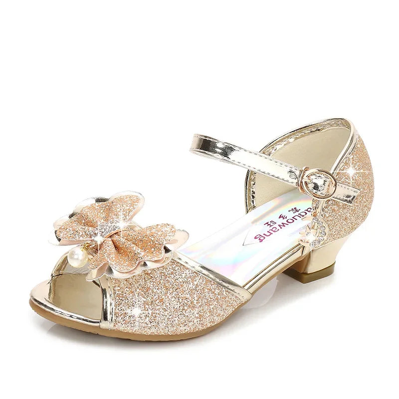 Girls Princess Shoes Summer Children High Heels Open-toe Party Wedding Toddlers Sandals