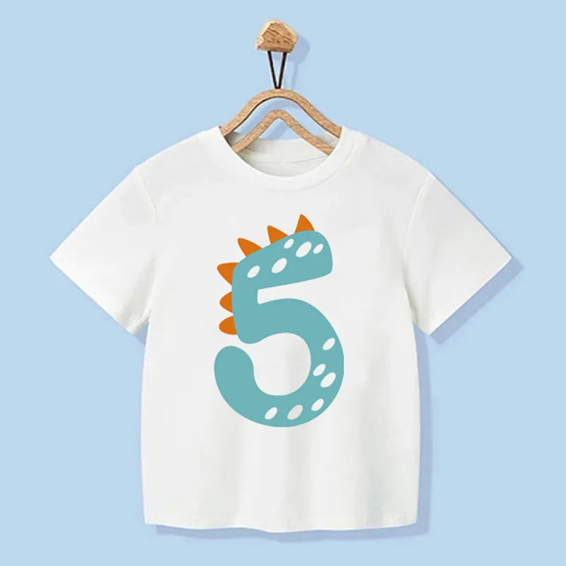 Juan Number 1-9 Boys Dinosaur Birthday Tees